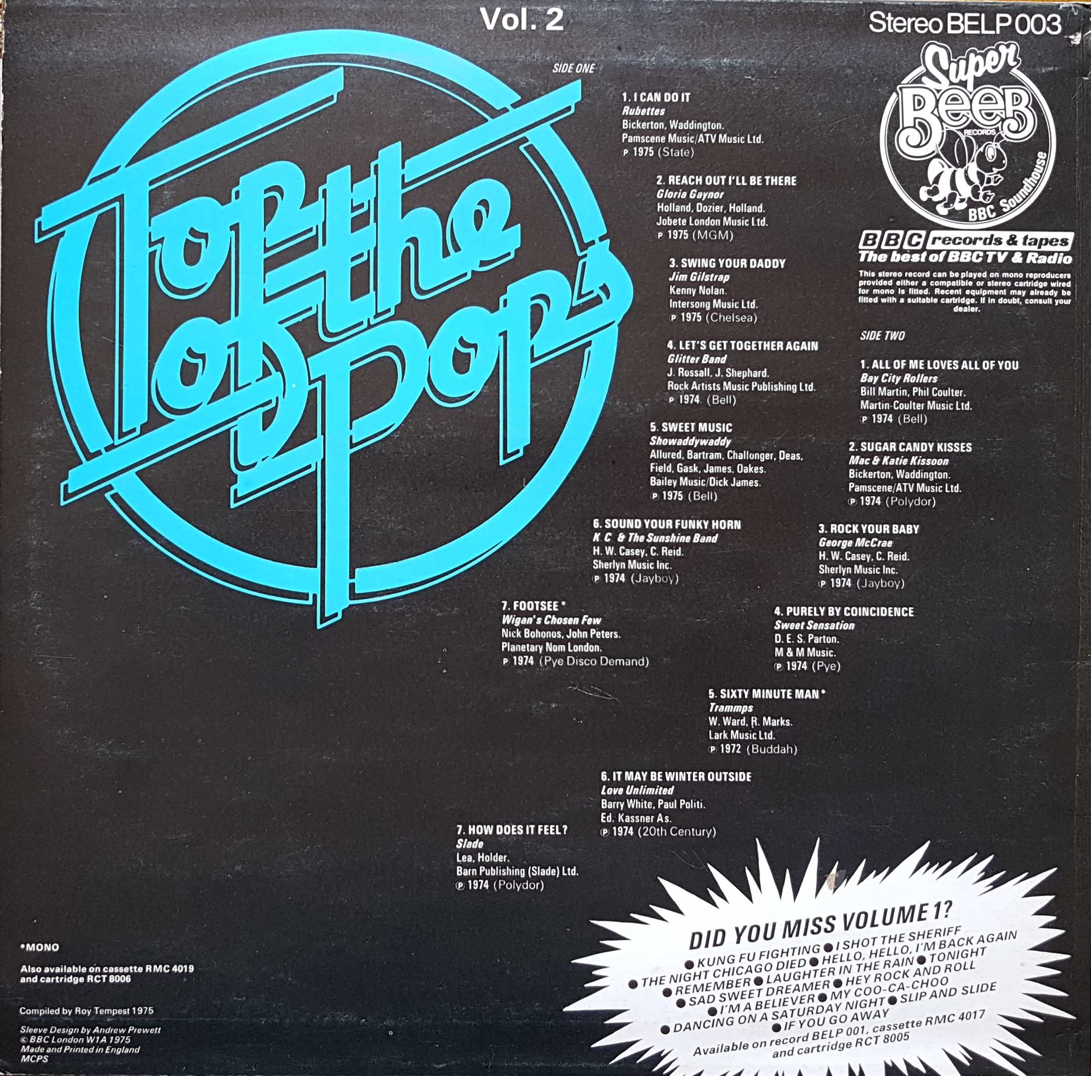 Picture of BELP 003 Top of the pops - Volume 2 by artist Various from the BBC records and Tapes library